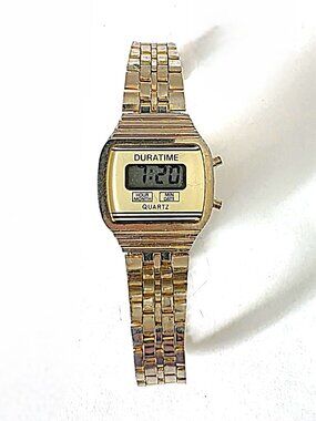 Vintage gold-tone Duratime digital watch